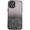 iPhone SE 2022 hoesje - Backcover - Camerabescherming - Glitter - TPU - Zwart
