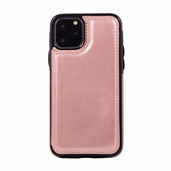JVS Products iPhone 13 Pro hoesje - Backcover - Pasjeshouder - Portemonnee - Kunstleer - rose goud