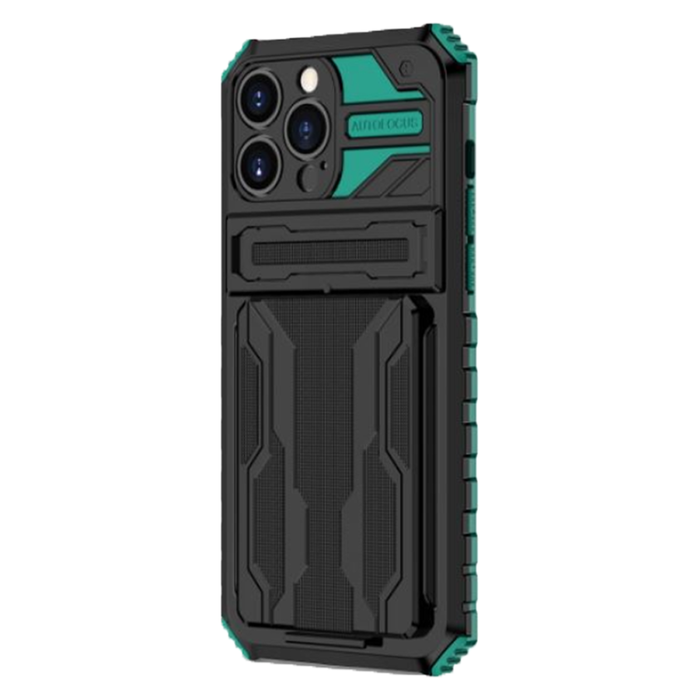 JVS Products Samsung Galaxy S22 Plus hoesje - Backcover - Rugged Armor - Kickstand - Extra valbescherming - TPU - Zwart/Groen