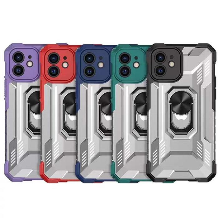 JVS Products iPhone 13 Mini hoesje - Backcover - Rugged Armor - Ringhouder - Shockproof - Extra valbescherming - TPU - Paars