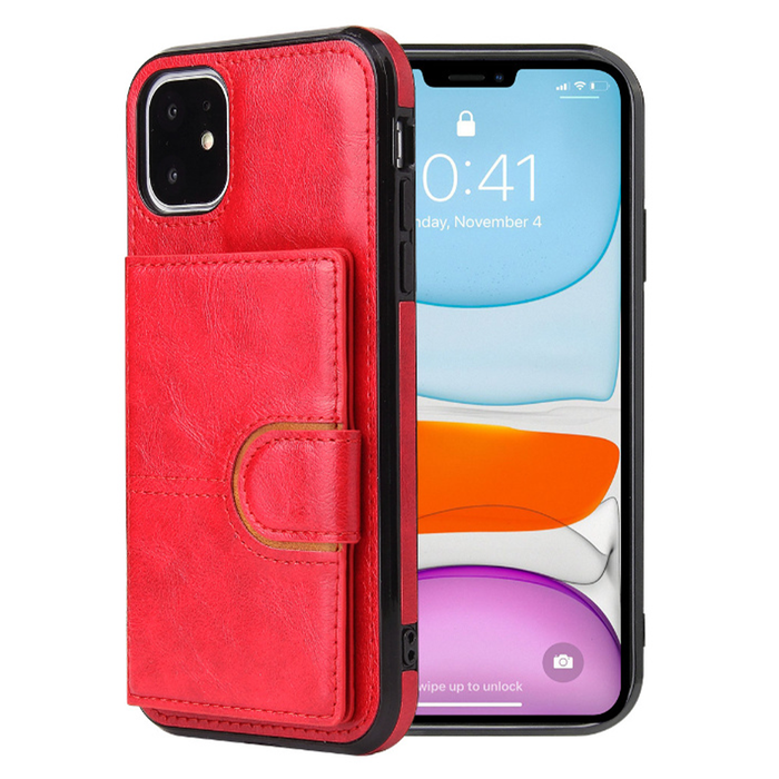 JVS Products iPhone 12 Pro Max hoesje - Backcover - Pasjeshouder - Portemonnee - Kunstleer - Rood