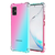 Samsung Galaxy S22 Ultra hoesje - Backcover - Extra dun - Transparant - Tweekleurig - TPU - Roze/Turquoise