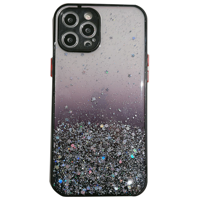 JVS Products Samsung Galaxy A22 5G hoesje - Backcover - Camerabescherming - Glitter - TPU - Zwart