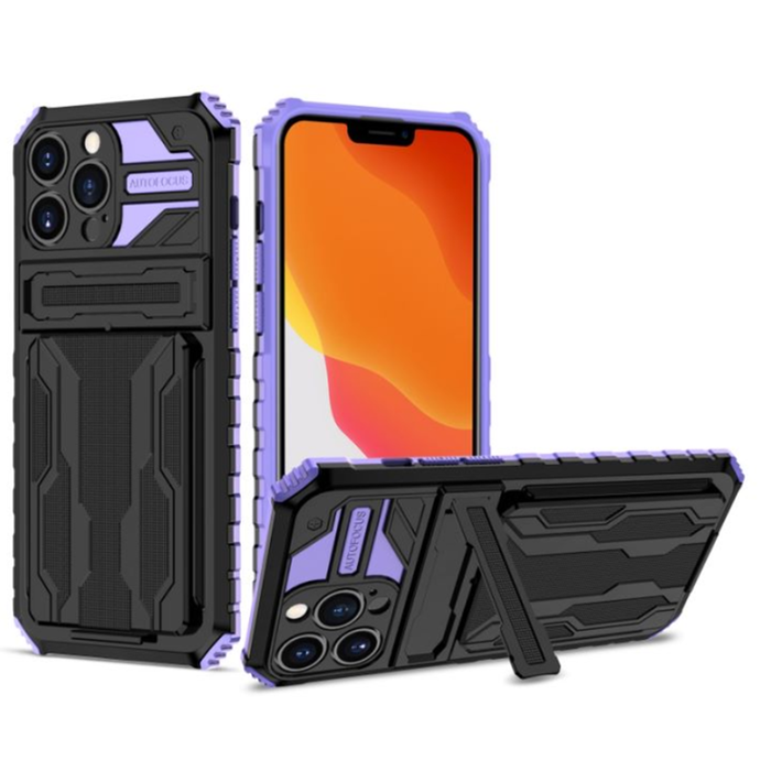JVS Products iPhone XS Max hoesje - Backcover - Rugged Armor - Kickstand - Extra valbescherming - TPU - Zwart/Paars