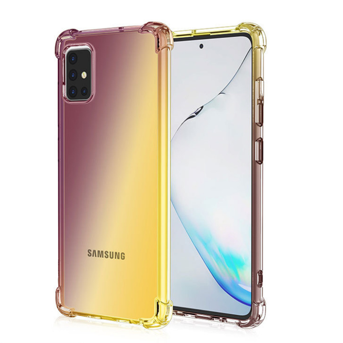 JVS Products Samsung Galaxy A21S hoesje - Backcover - Extra dun - Transparant - Tweekleurig - TPU - Bruin/Geel