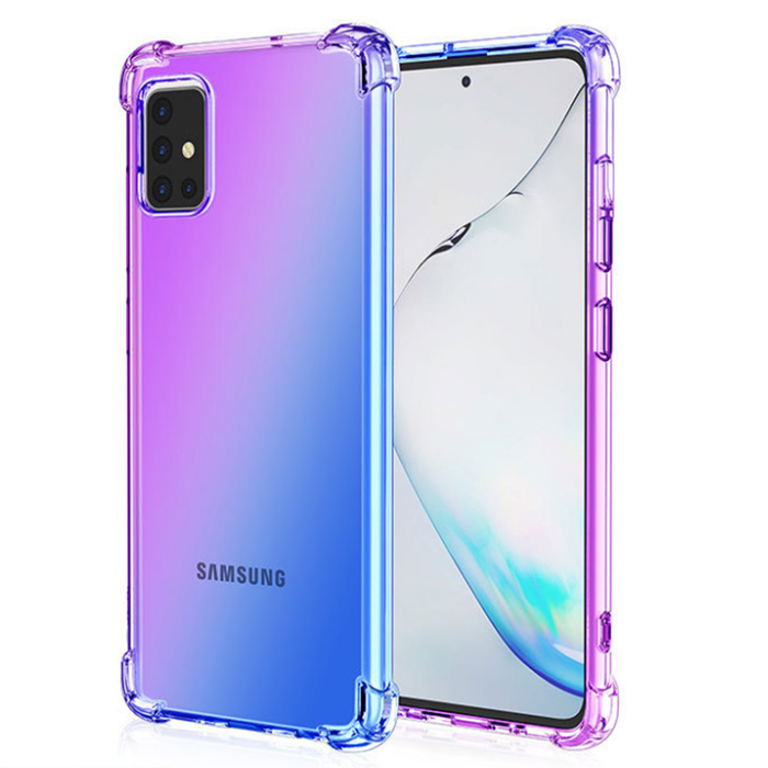 JVS Products Samsung Galaxy A20E hoesje - Backcover - Extra dun - Transparant - Tweekleurig - TPU - Paars/Blauw
