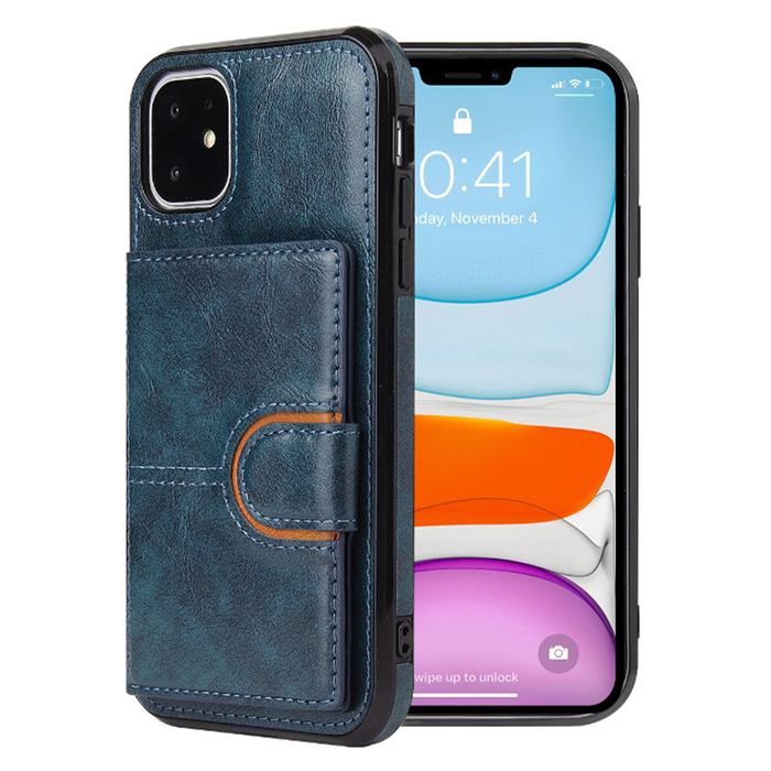 JVS Products iPhone 12 Pro Max hoesje - Backcover - Pasjeshouder - Portemonnee - Kunstleer - Blauw