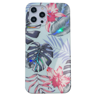 JVS Products iPhone SE 2022 hoesje - Backcover - Softcase - Bloemenprint - Bloemen - TPU - Groen/Blauw