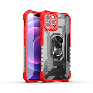 JVS Products iPhone 12 Pro Max hoesje - Backcover - Rugged Armor - Ringhouder - Shockproof - Extra valbescherming - TPU - Rood