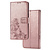 Samsung Galaxy S22 Ultra hoesje - Bookcase - Pasjeshouder - Portemonnee - Bloemenprint - Kunstleer - Rose goud