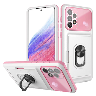 JVS Products Xiaomi 12X hoesje - Backcover - Pasjeshouder - Shockproof - Ringhouder - Kickstand - Extra valbescherming - TPU - Wit/Roze
