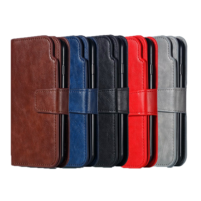 JVS Products iPhone 13 Pro hoesje - Bookcase - Pasjeshouder - Portemonnee - Luxe - Kunstleer - Grijs