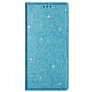 JVS Products Xiaomi Redmi Note 10S hoesje - Bookcase - Pasjeshouder - Portemonnee - Glitter - TPU - Blauw