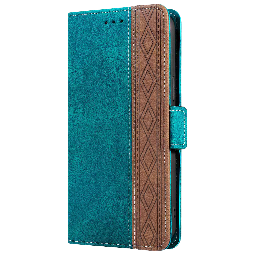 JVS Products iPhone XS hoesje - Bookcase - Pasjeshouder - Portemonnee - Patroon - Kunstleer - Blauw/Bruin