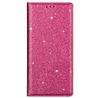 JVS Products iPhone 14 Plus hoesje - Bookcase - Pasjeshouder - Portemonnee - Glitter - TPU - Roze