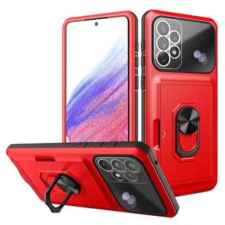 JVS Products iPhone 12 Pro Max hoesje - Backcover - Pasjeshouder - Shockproof - Ringhouder - Kickstand - Extra valbescherming - TPU - Rood