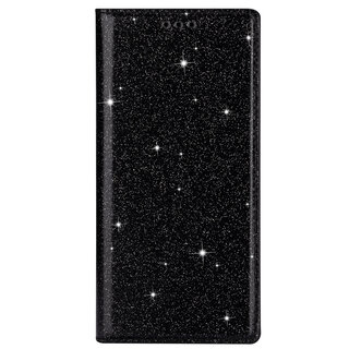 JVS Products Xiaomi 12T hoesje - Bookcase - Pasjeshouder - Portemonnee - Glitter - TPU - Zwart