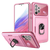 iPhone 13 hoesje - Backcover - Pasjeshouder - Shockproof - Ringhouder - Kickstand - Extra valbescherming - TPU - Roze