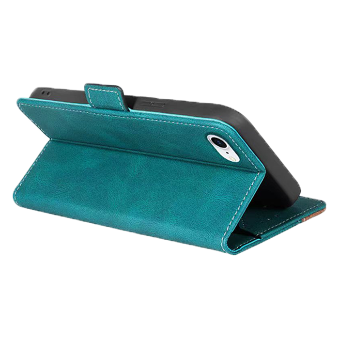 JVS Products iPhone 13 Pro hoesje - Bookcase - Pasjeshouder - Portemonnee - Patroon - Kunstleer - Blauw/Bruin