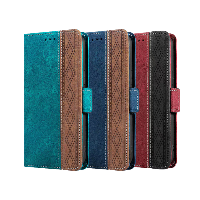 JVS Products iPhone 11 Pro Max hoesje - Bookcase - Pasjeshouder - Portemonnee - Patroon - Kunstleer - Donkerblauw/Bruin