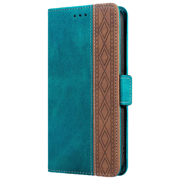 JVS Products iPhone XR hoesje - Bookcase - Pasjeshouder - Portemonnee - Patroon - Kunstleer - Blauw/Bruin