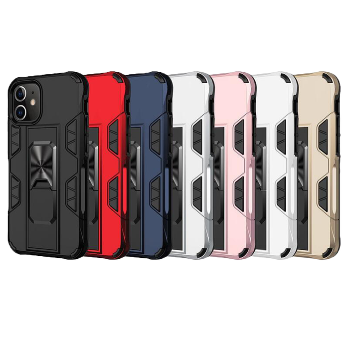JVS Products iPhone 12 Pro Max hoesje - Backcover - Rugged Armor - Kickstand - Extra valbescherming - Shockproof - TPU - Goud