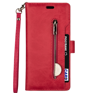 JVS Products iPhone 15 Plus hoesje -  Bookcase -  Koord -  Pasjeshouder -  Portemonnee -  Rits -  Kunstleer -  Roze