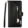 iPhone 15 Plus hoesje -  Bookcase -  Koord -  Pasjeshouder -  Portemonnee -  Rits -  Kunstleer -  Zwart