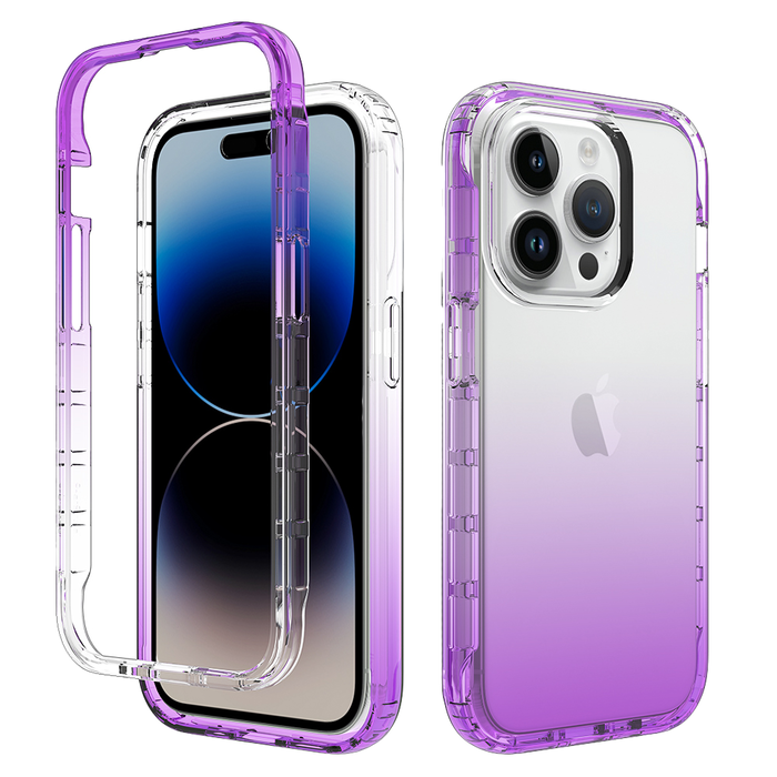 JVS Products iPhone 15 Pro hoesje -  Full body -  2 delig -  Shockproof -  Siliconen -  TPU -  Paars