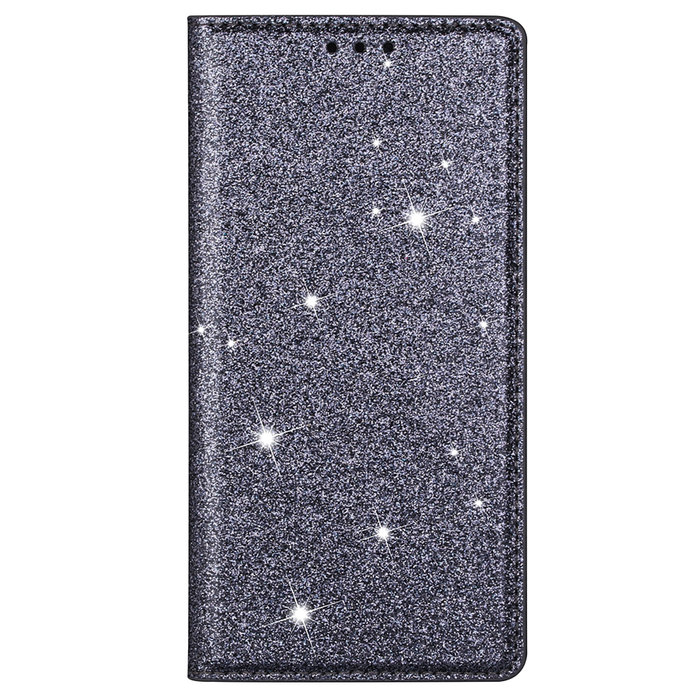 JVS Products iPhone 15 Plus hoesje -  Bookcase -  Pasjeshouder -  Portemonnee -  Glitter -  TPU -  Grijs