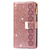 iPhone 15 Pro Max hoesje -  Bookcase -  Koord -  Pasjeshouder -  Portemonnee -  Glitter -  Bloemenpatroon -  Kunstleer -  Rose Goud