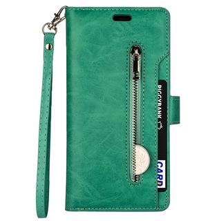 JVS Products iPhone 15 Plus hoesje -  Bookcase -  Koord -  Pasjeshouder -  Portemonnee -  Rits -  Kunstleer -  Turquoise