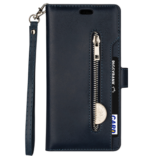JVS Products iPhone 15 Pro hoesje - Bookcase - Koord - Pasjeshouder - Portemonnee - Rits - Kunstleer - Blauw