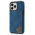 iPhone 15 Pro hoesje -  Backcover -  Pasjeshouder -  Portemonnee -  Camerabescherming -  Stijlvol patroon -  TPU -  Blauw