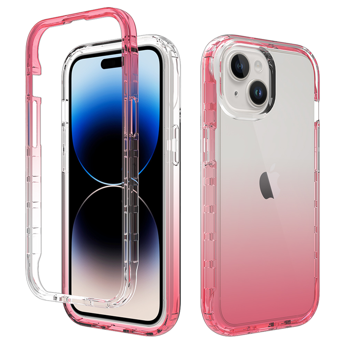 JVS Products iPhone 15 Plus hoesje -  Full body -  2 delig -  Shockproof -  Siliconen -  TPU -  Roze