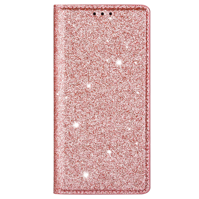 JVS Products iPhone 15 Plus hoesje -  Bookcase -  Pasjeshouder -  Portemonnee -  Glitter -  TPU -  Rose Goud