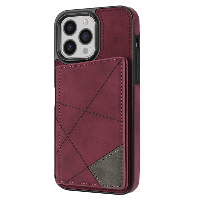 JVS Products iPhone 15 Pro hoesje -  Backcover -  Pasjeshouder -  Portemonnee -  Camerabescherming -  Stijlvol patroon -  TPU -  Bordeaux Rood