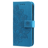 iPhone 15 Plus hoesje -  Bookcase -  Pasjeshouder -  Portemonnee -  Bloemenprint -  Kunstleer -  Blauw