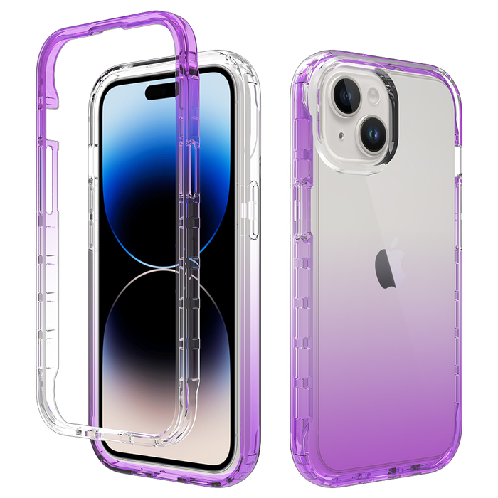 JVS Products iPhone 15 Plus hoesje -  Full body -  2 delig -  Shockproof -  Siliconen -  TPU -  Paars
