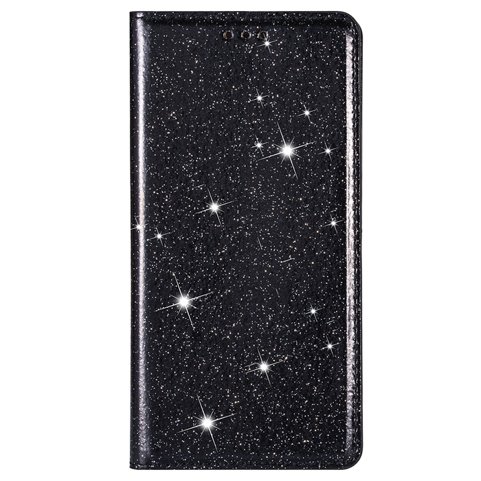 JVS Products iPhone 15 hoesje -  Bookcase -  Pasjeshouder -  Portemonnee -  Glitter -  TPU -  Zwart