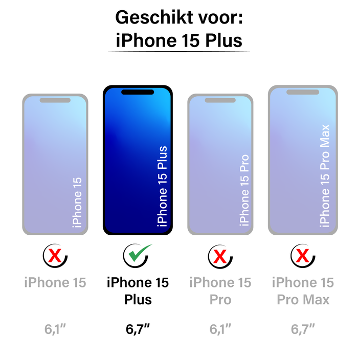 JVS Products iPhone 15 Plus hoesje -  Bookcase -  Koord -  Pasjeshouder -  Portemonnee -  Kunstleer -  Blauw