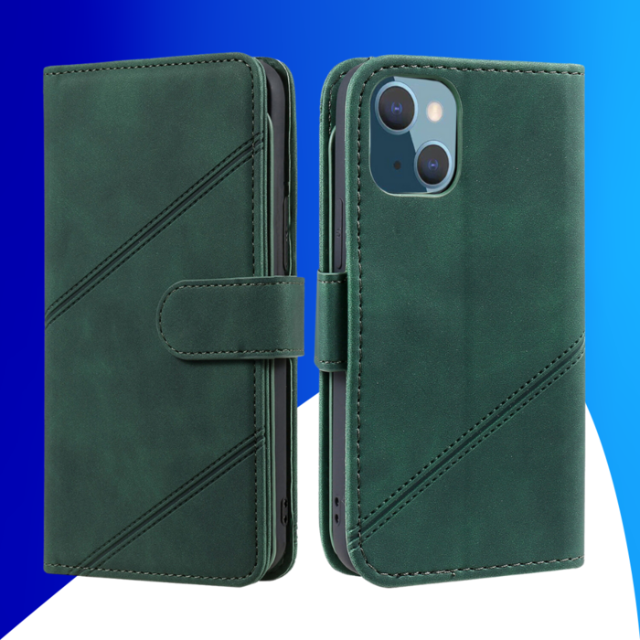 JVS Products iPhone 15 hoesje -  Bookcase -  Koord -  Pasjeshouder -  Portemonnee -  Kunstleer -  Groen