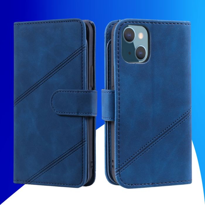 JVS Products iPhone 15 hoesje -  Bookcase -  Koord -  Pasjeshouder -  Portemonnee -  Kunstleer -  Blauw
