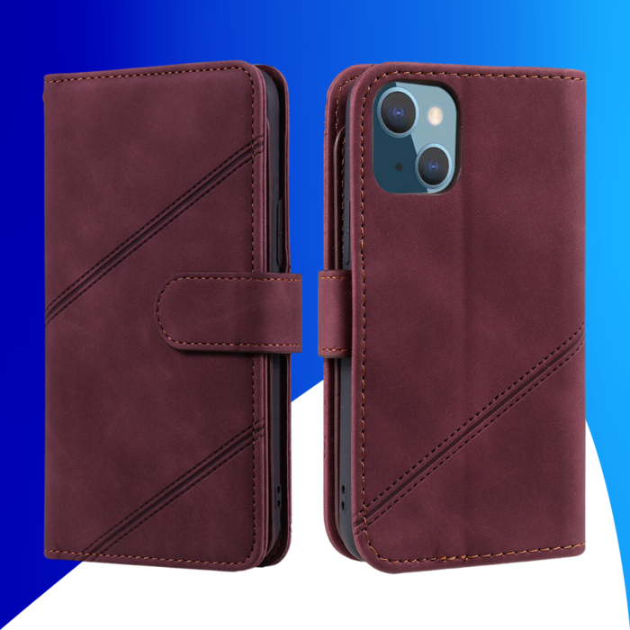 JVS Products iPhone 15 Plus hoesje -  Bookcase -  Koord -  Pasjeshouder -  Portemonnee -  Kunstleer -  Bordeaux Rood
