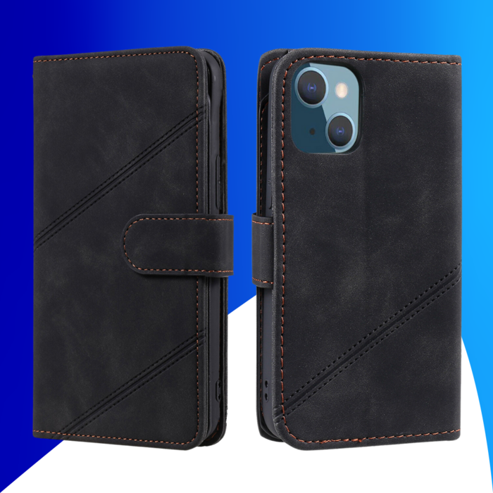 JVS Products iPhone 15 Plus hoesje -  Bookcase -  Koord -  Pasjeshouder -  Portemonnee -  Kunstleer -  Zwart