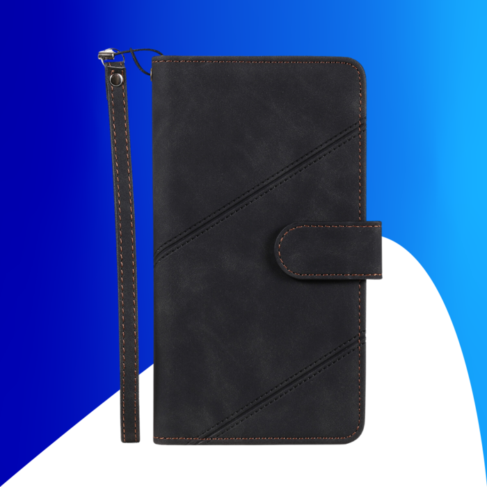 JVS Products iPhone 15 Plus hoesje -  Bookcase -  Koord -  Pasjeshouder -  Portemonnee -  Kunstleer -  Zwart