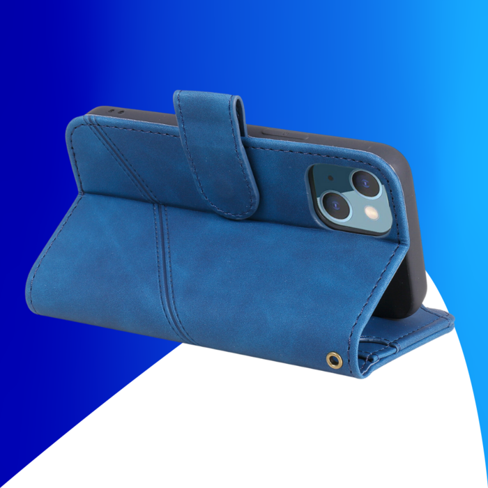 JVS Products iPhone 15 Plus hoesje -  Bookcase -  Koord -  Pasjeshouder -  Portemonnee -  Kunstleer -  Blauw