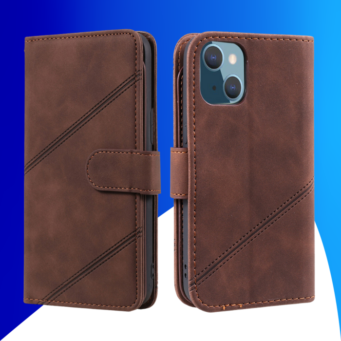 JVS Products iPhone 15 Plus hoesje -  Bookcase -  Koord -  Pasjeshouder -  Portemonnee -  Kunstleer -  Bruin