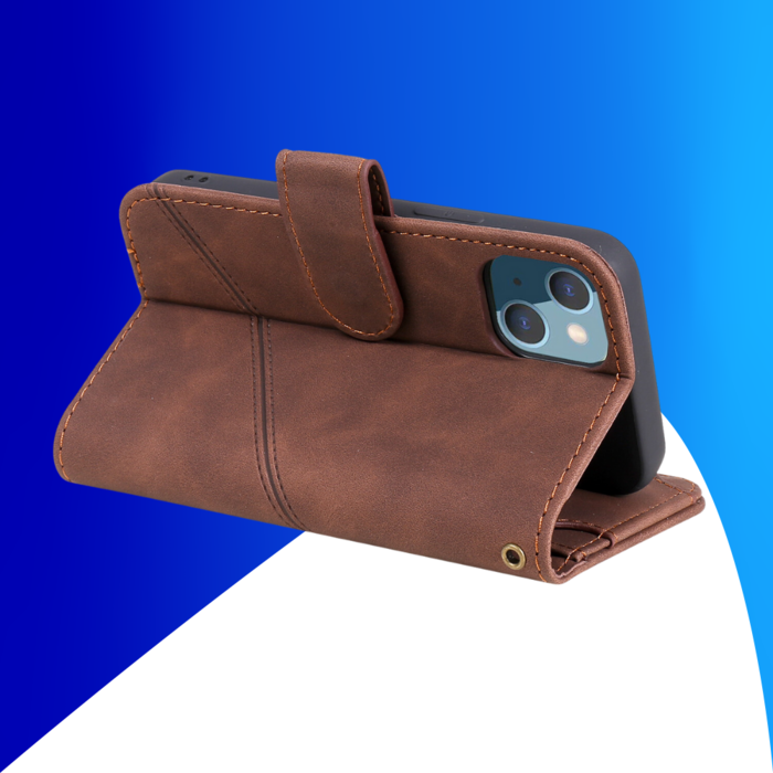 JVS Products iPhone 15 Plus hoesje -  Bookcase -  Koord -  Pasjeshouder -  Portemonnee -  Kunstleer -  Bruin