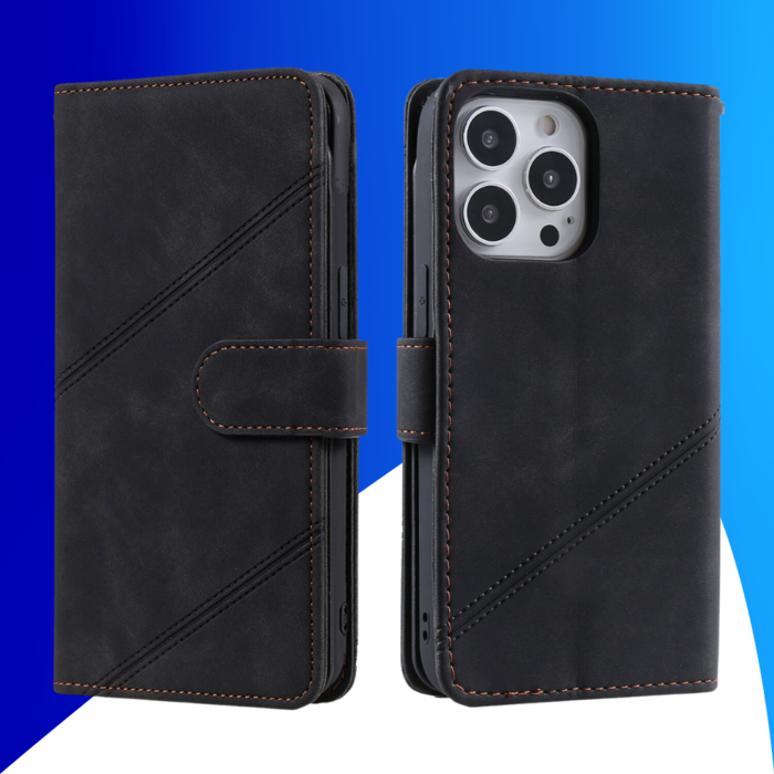 JVS Products iPhone 15 Pro Max hoesje -  Bookcase -  Koord -  Pasjeshouder -  Portemonnee -  Kunstleer -  Zwart